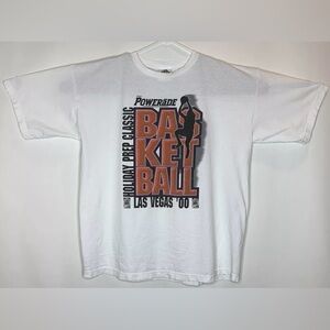 Vtg 2000 Adidas Basketball Mens XL White Powerade Las Vegas Holiday Prep Shirt